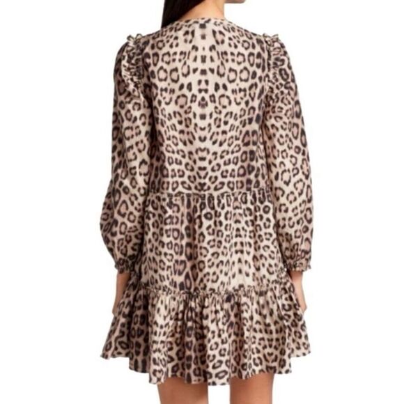 Generation Love Brown Leopard Print Balloon Sleeve Rumi Mini Dress Size L - Picture 3 of 10